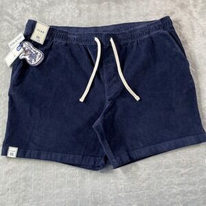 ROWM Corduroy Shorts Mens XXL Blue‎ 7" Elastic Waist Drawstring Casual Pockets